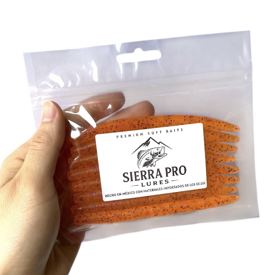 Paquete (8) Senkos 5" Sierra Pro Lures Naranja