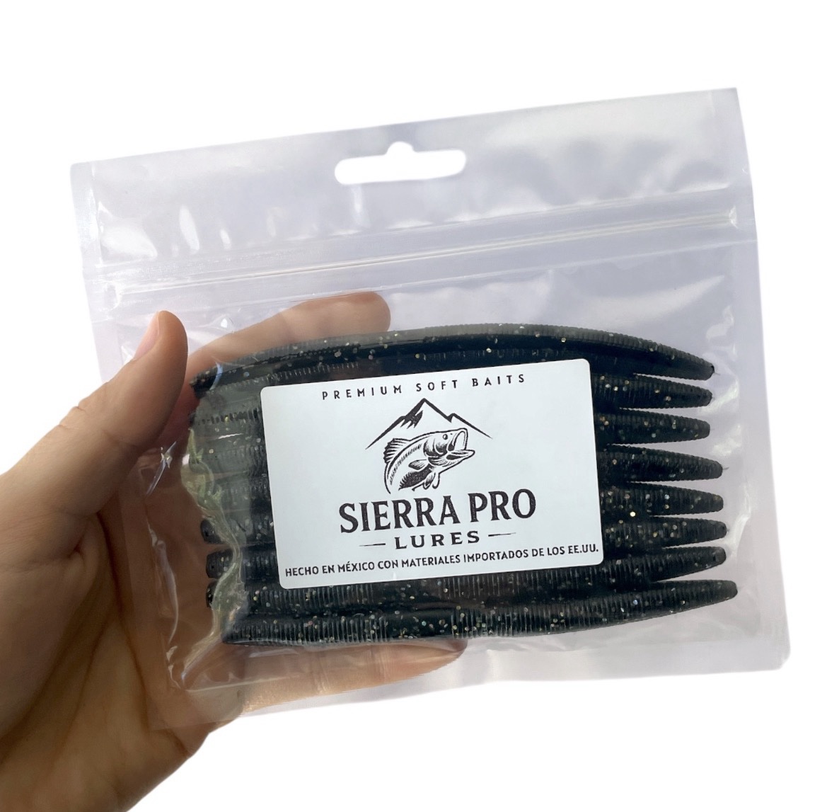 Paquete (8) Senkos 5" Sierra Pro Lures Negro Espacial