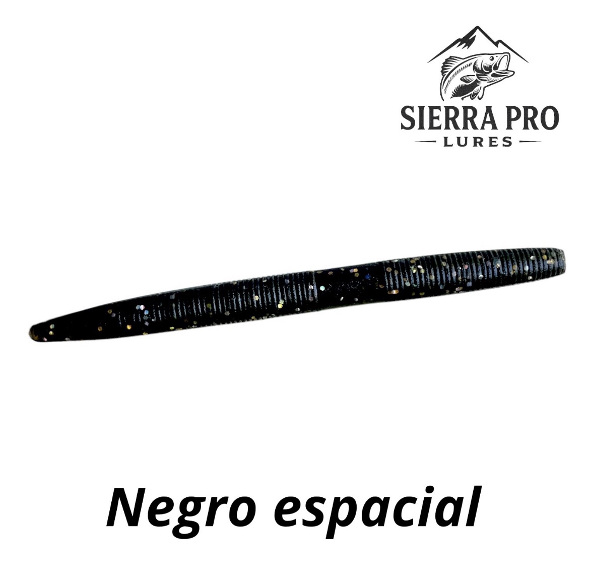 Paquete (8) Senkos 5" Sierra Pro Lures Negro Espacial - Imagen 2