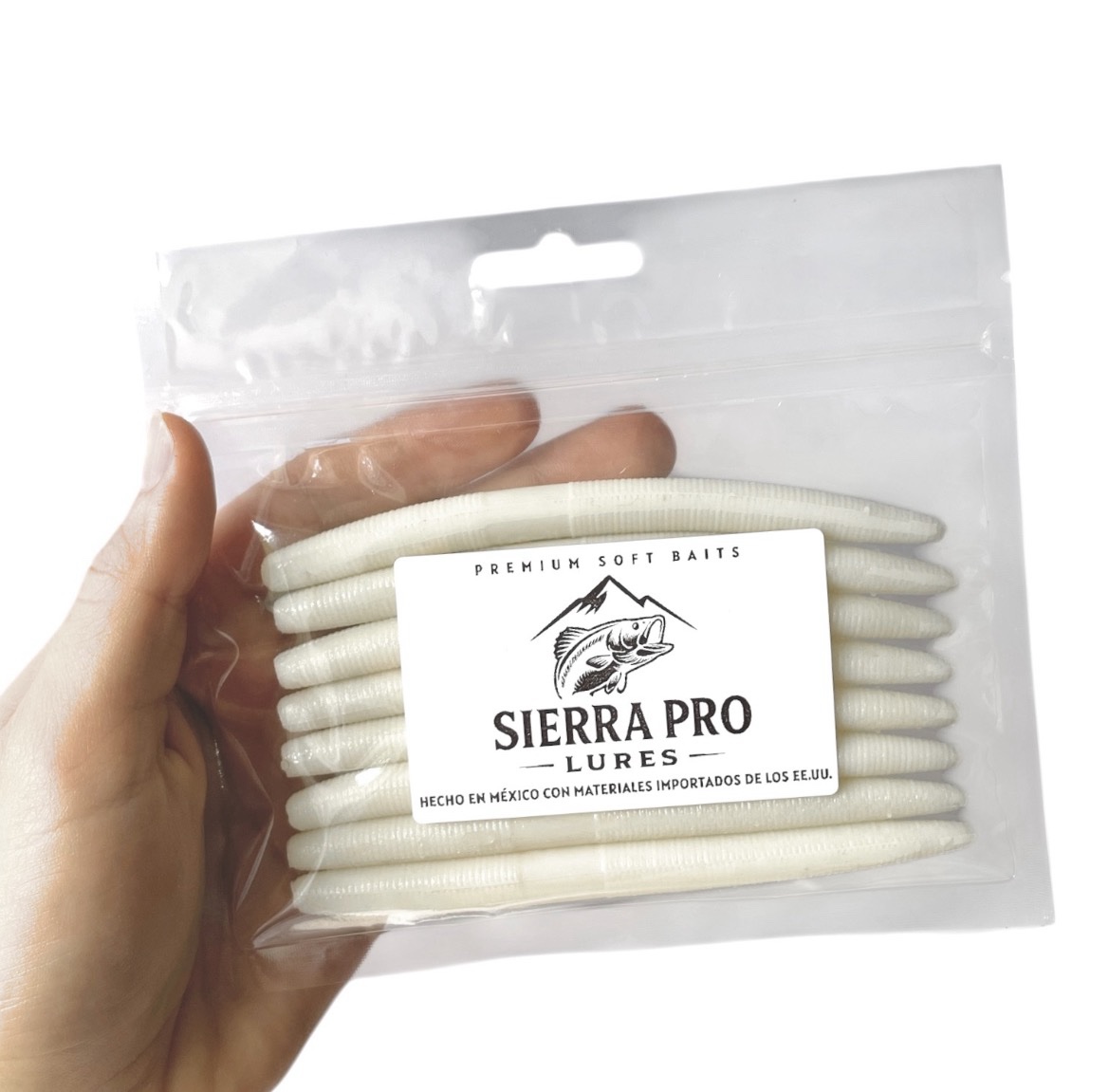 Paquete (8) Senkos 5" Sierra Pro Lures Blanco - Imagen 2