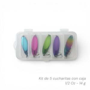 Kit de 5 cucharitas de pesca con caja 1/2 Oz