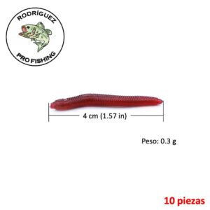 Lombrices artificiales 1.5" (10 piezas)