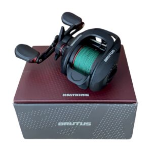 Carrete baitcasting KastKing Brutus izquierdo + línea trenzada 30 lb