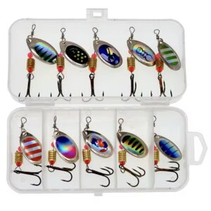 Kit de 10 cucharitas de pesca con caja